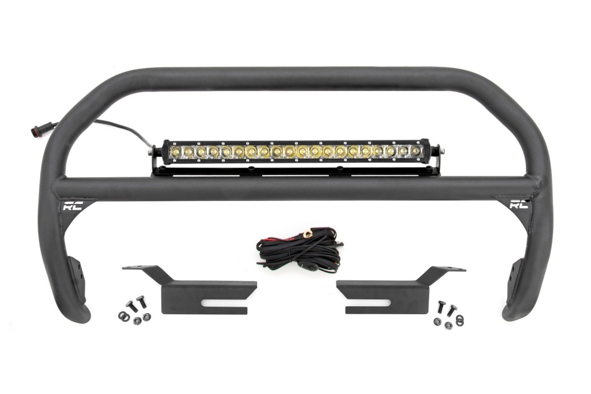 Ford Bronco Nudge Bar - Front - Rough Country - 20 Inch Single Row LED - Chrome - '21-'25